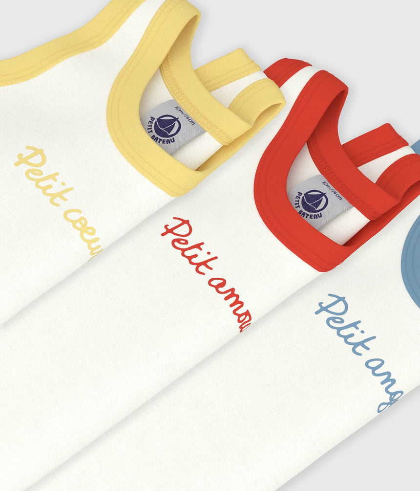 PACK OF BABIES’ PLAIN SLEEVELESS COTTON BODIES