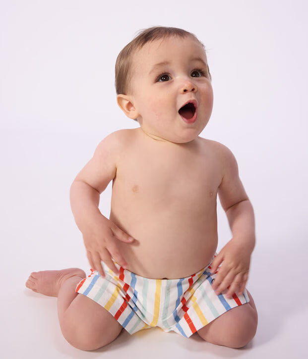 BABIES' STRIPY SWIM SHORTS