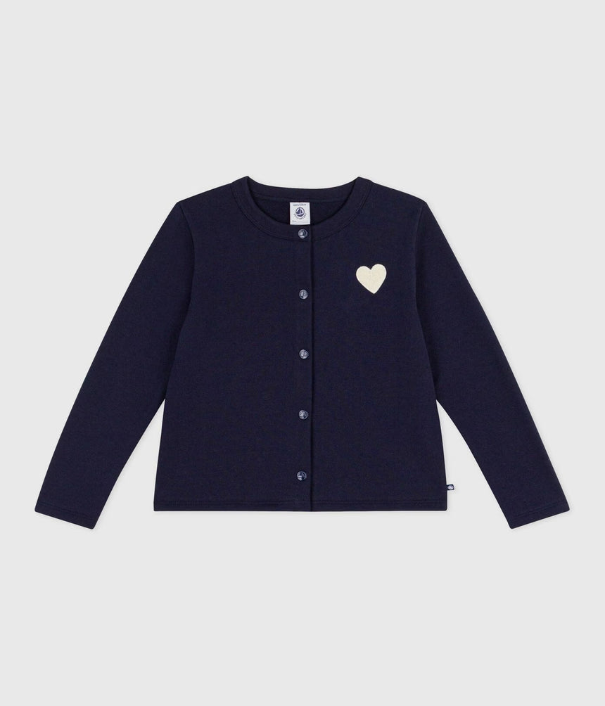 CHILDREN'S SOLID-COLOR COTTON CARDIGAN WITH A ROUND NECKLINE AND SNAP FASTENERS