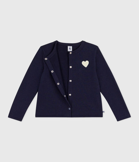 CHILDREN'S SOLID-COLOR COTTON CARDIGAN WITH A ROUND NECKLINE AND SNAP FASTENERS