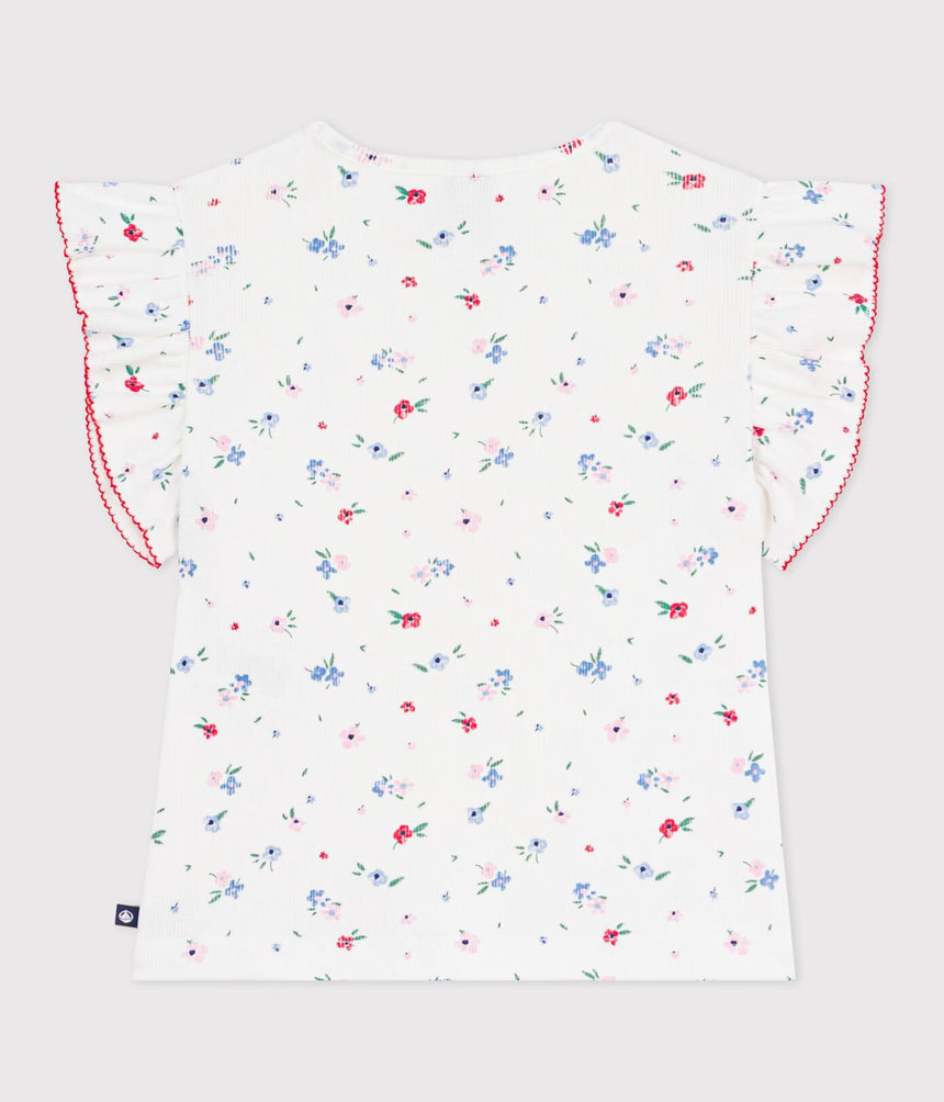 CHILDREN'S SHORT-SLEEVED FLORAL PRINT COTTON T-SHIRT