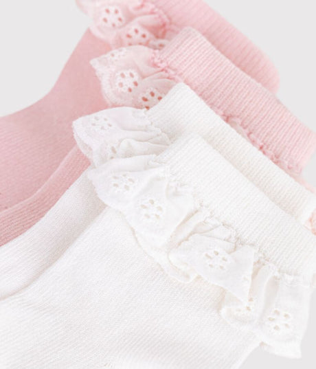 PACK OF 2 PAIRS OF BABIES' COTTON SOCKS WITH RUFFLES