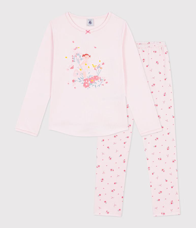 CHILDREN'S COTTON PYJAMAS WITH A FLORAL MOTIF