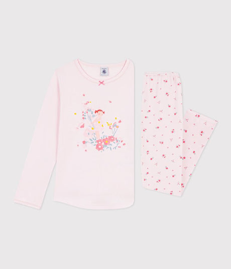 CHILDREN'S COTTON PYJAMAS WITH A FLORAL MOTIF