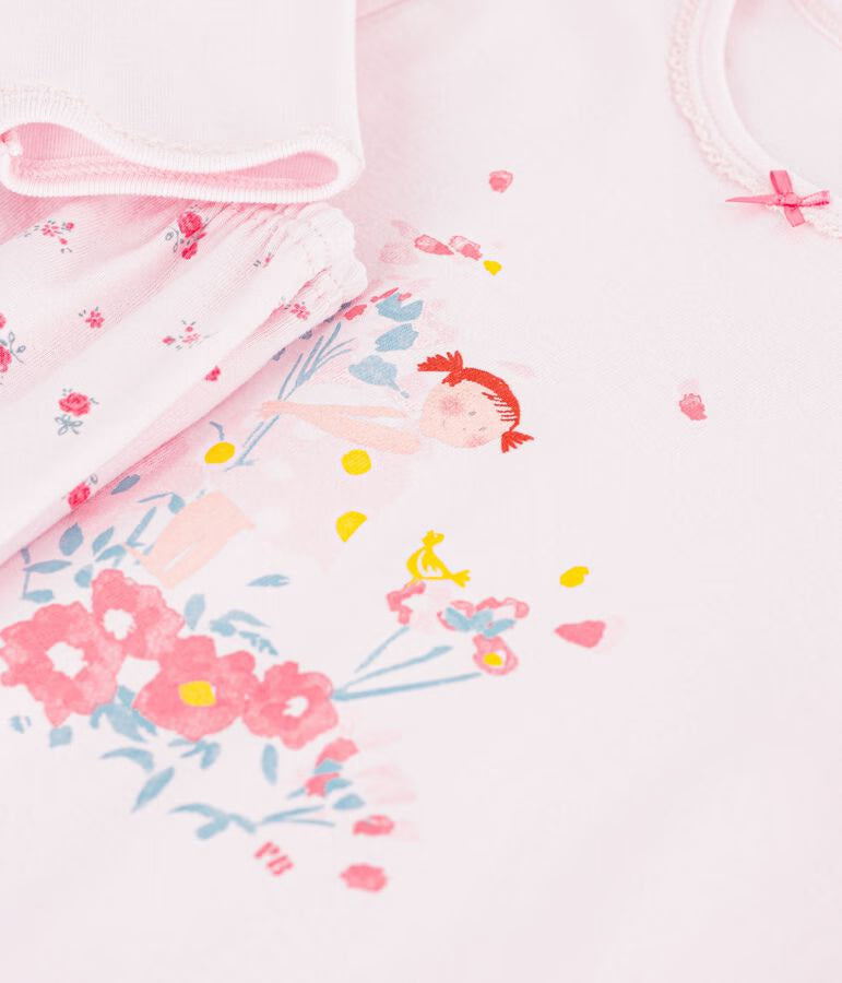 CHILDREN'S COTTON PYJAMAS WITH A FLORAL MOTIF