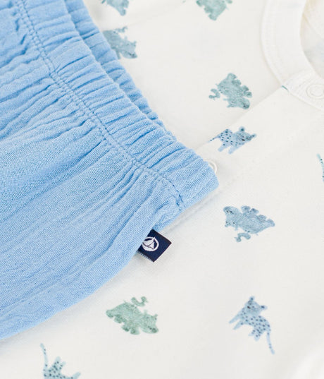 BABIES' SHORT 2-PIECE OUTFIT IN ANIMAL PRINT COTTON