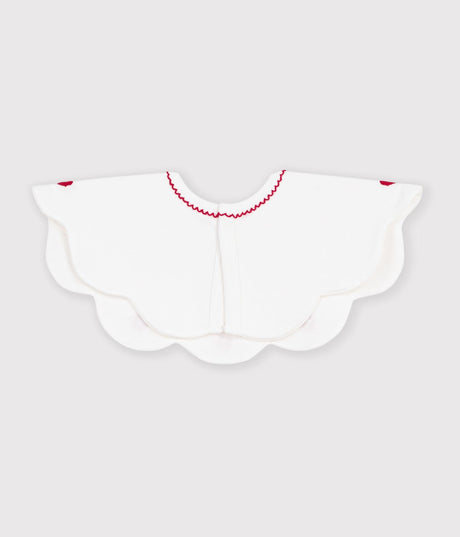 BABIES' COTTON BIB WITH EMBROIDERED HEARTS