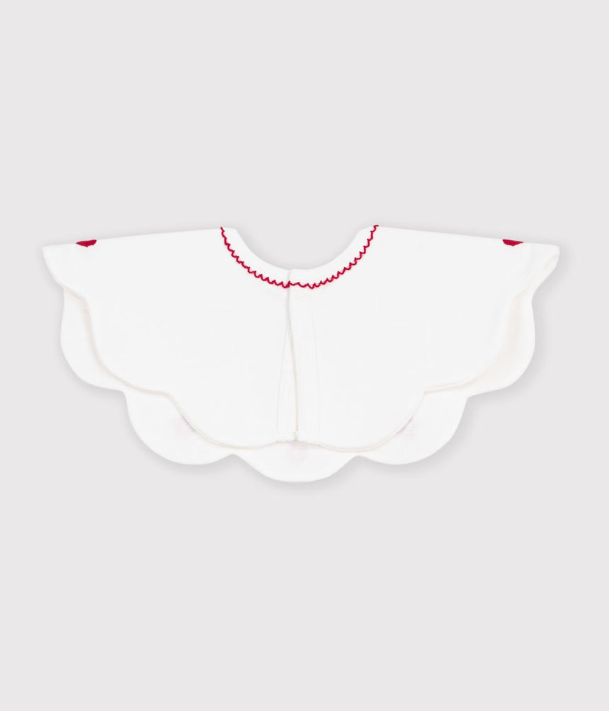 BABIES' COTTON BIB WITH EMBROIDERED HEARTS