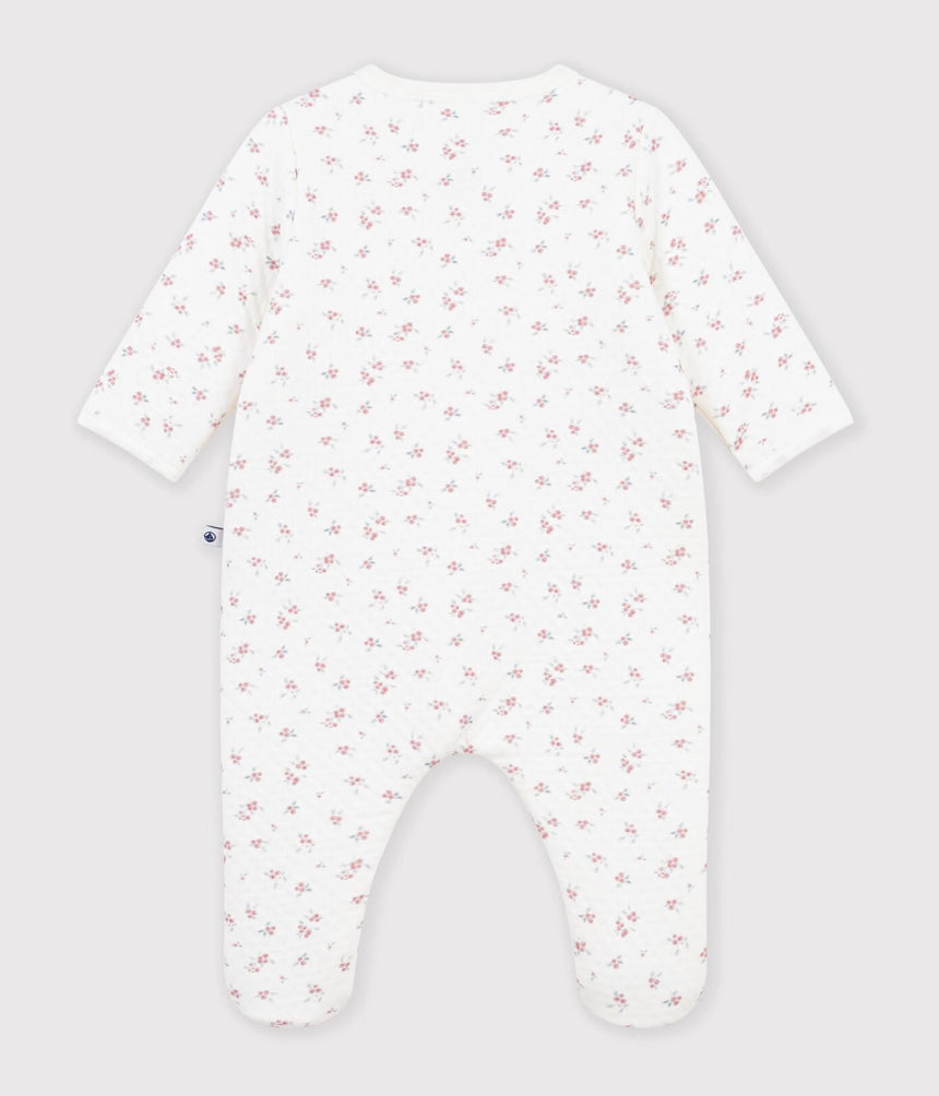 BABIES' FLOWER-PRINT TUBE KNIT PYJAMA SUIT