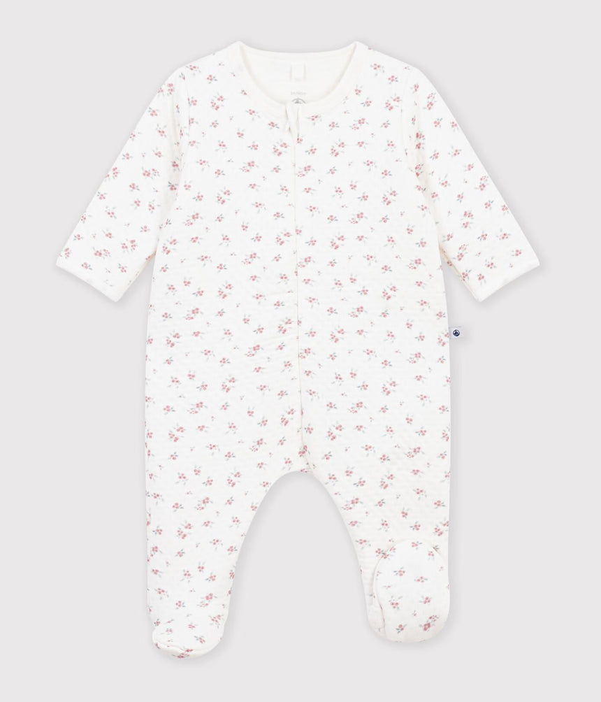 BABIES' FLOWER-PRINT TUBE KNIT PYJAMA SUIT