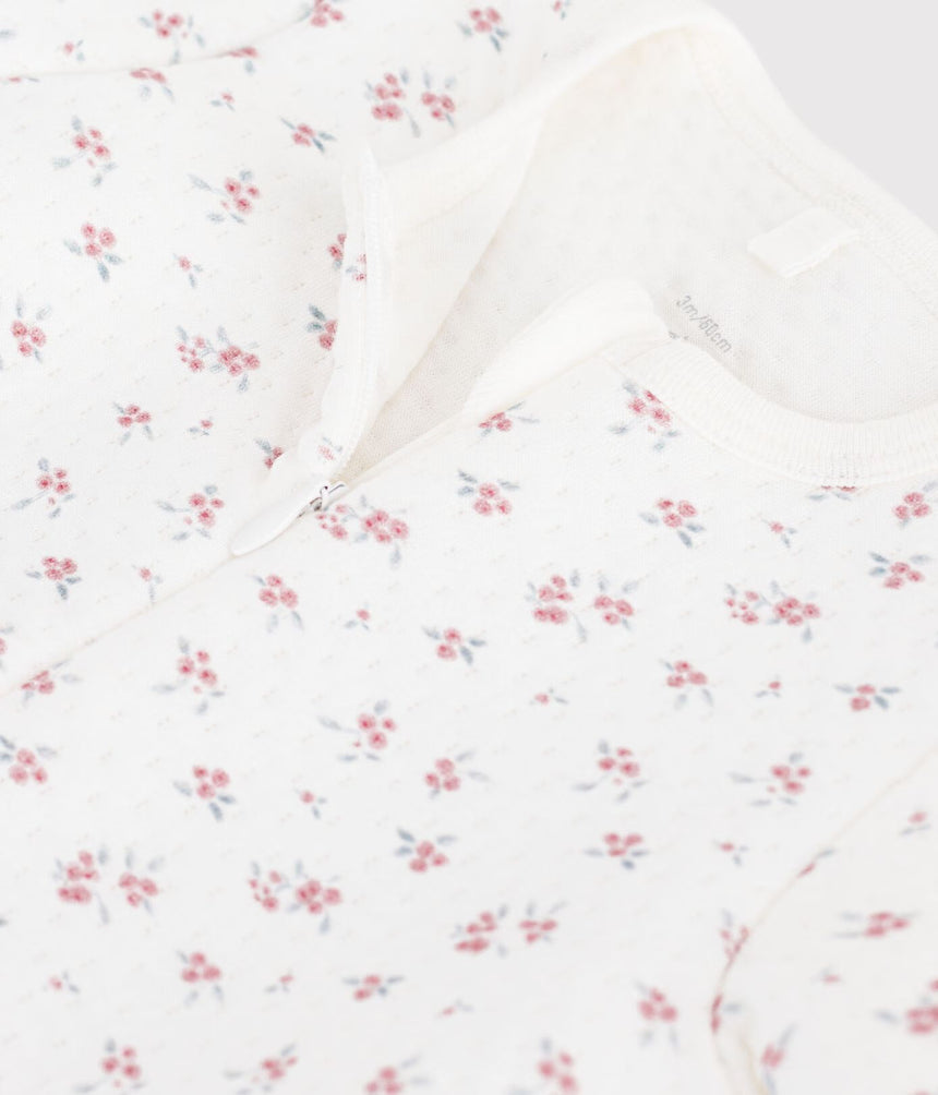 BABIES' FLOWER-PRINT TUBE KNIT PYJAMA SUIT
