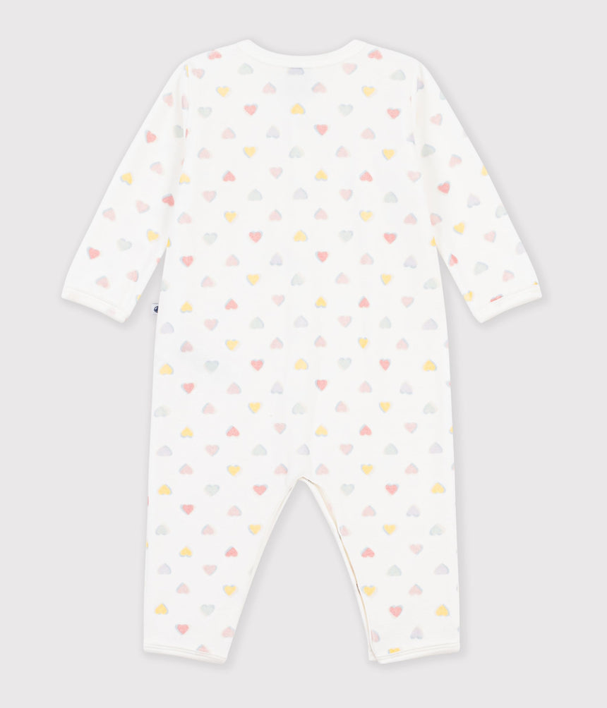 BABIES' FOOTLESS HEART-PRINT VELOUR PYJAMA SUIT