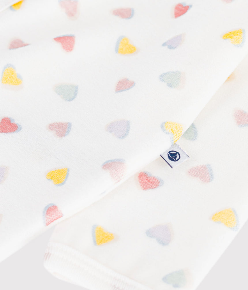 BABIES' FOOTLESS HEART-PRINT VELOUR PYJAMA SUIT