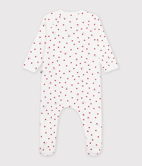 BABIES' COTTON PYJAMA SUIT PRINTED WITH LITTLE HEARTS