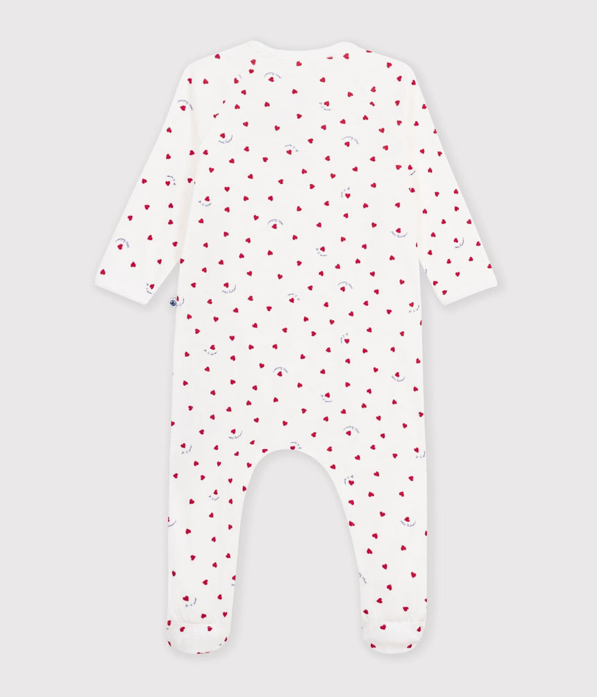 BABIES' COTTON PYJAMA SUIT PRINTED WITH LITTLE HEARTS