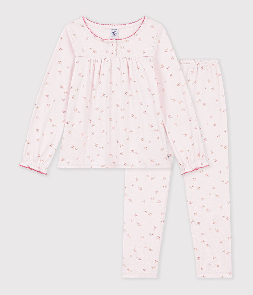 #CHILDREN'S COTTON PYJAMAS WITH FLORAL RUFFLES