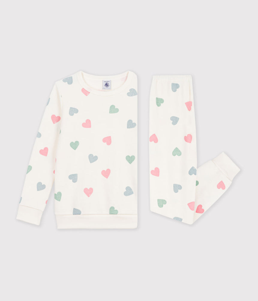 CHILDREN'S COTTON TERRY PYJAMAS WITH HEARTS