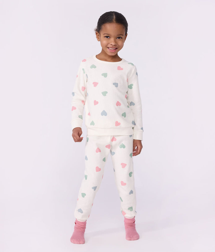CHILDREN'S COTTON TERRY PYJAMAS WITH HEARTS