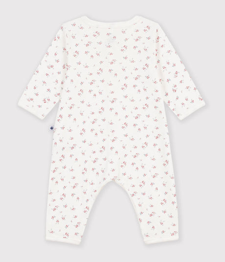 BABIES' COTTON FLOWER PRINT FOOTLESS PYJAMA SUIT