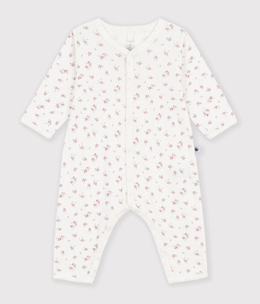 BABIES' COTTON FLOWER PRINT FOOTLESS PYJAMA SUIT