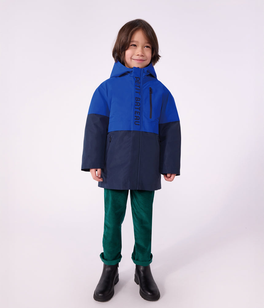 CHILDREN'S PLAIN MID-LENGTH COLOURBLOCK PARKA