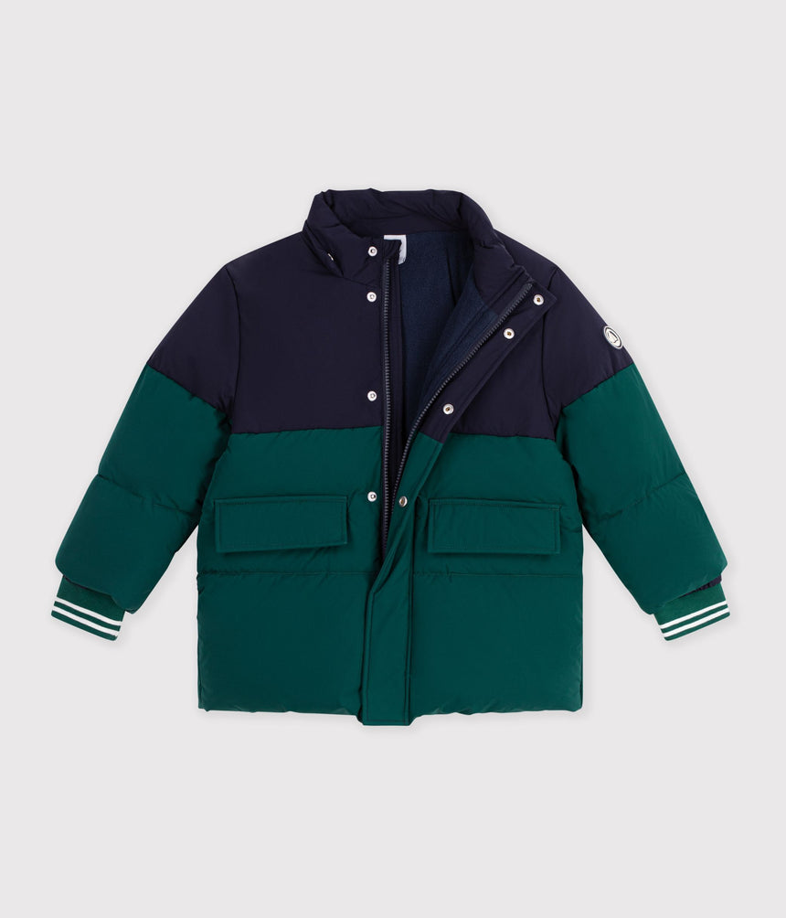 CHILDREN'S PLAIN COLOURBLOCK PUFFER JACKET