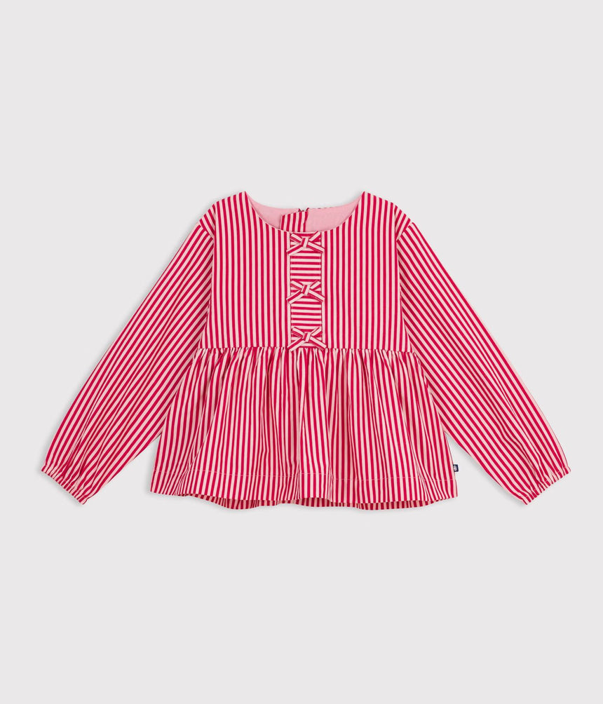 CHILDREN'S LONG-SLEEVED STRIPY COTTON BLOUSE