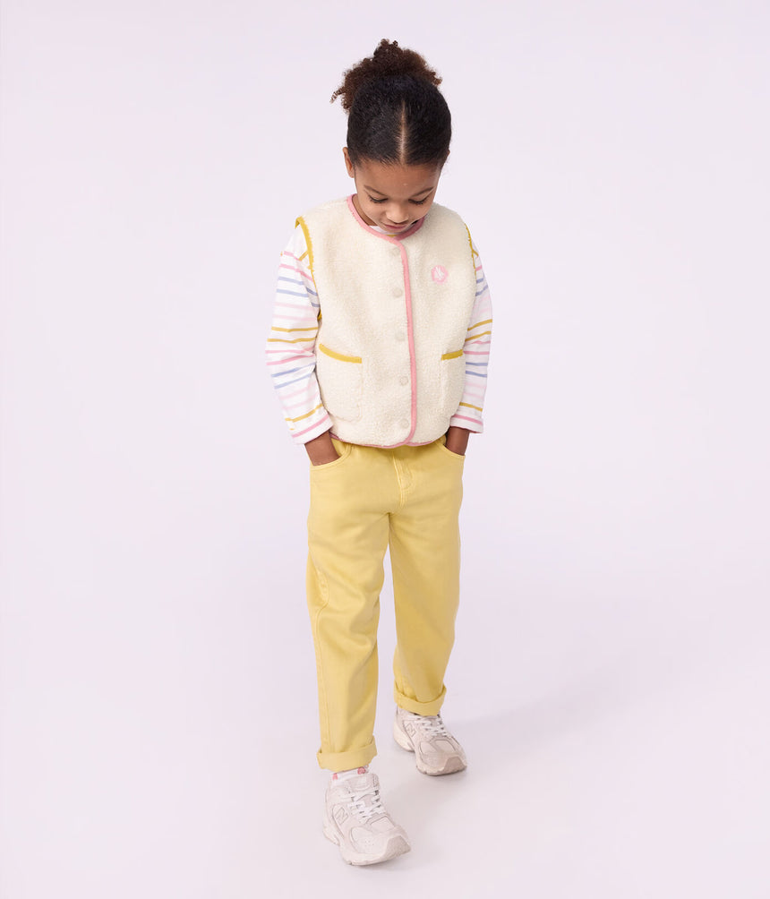 CHILDREN'S SLEEVELESS PLAIN SHERPA CARDIGAN