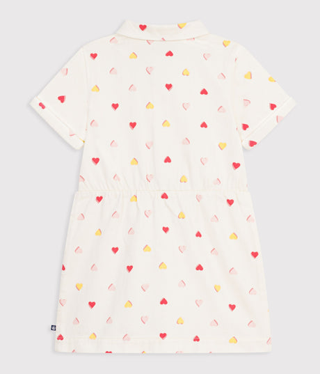 CHILDREN'S SHORT-SLEEVED COTTON DRESS PRINTED WITH HEARTS