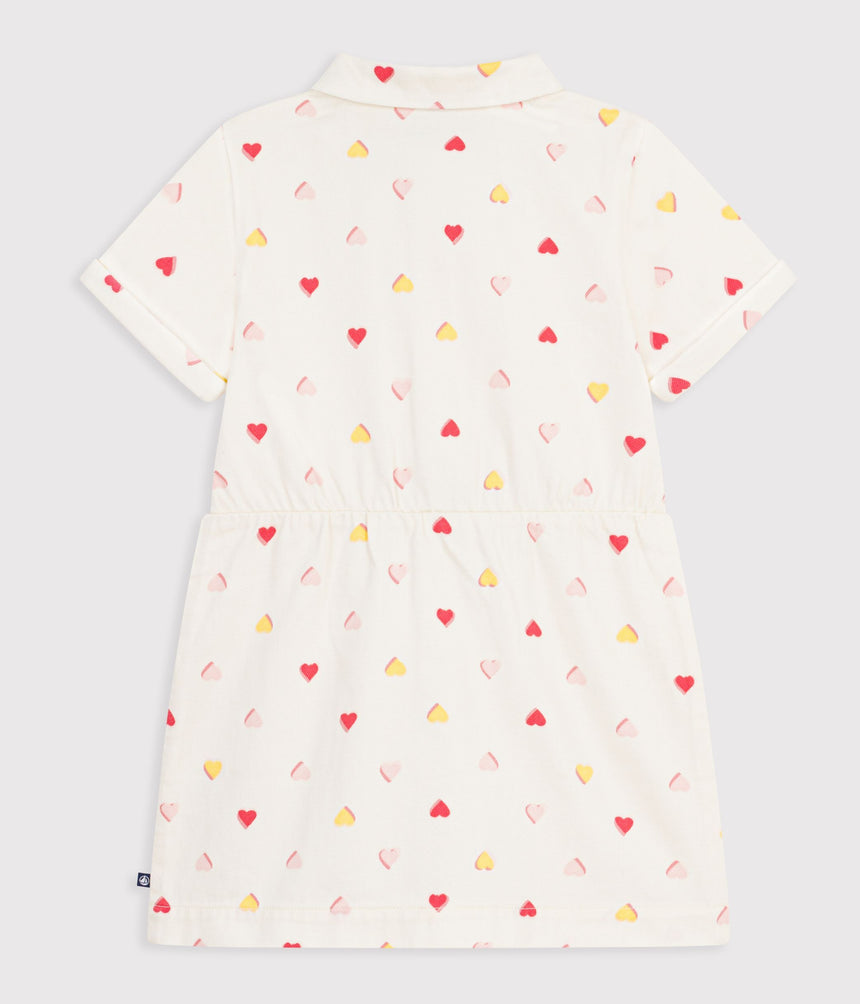 CHILDREN'S SHORT-SLEEVED COTTON DRESS PRINTED WITH HEARTS