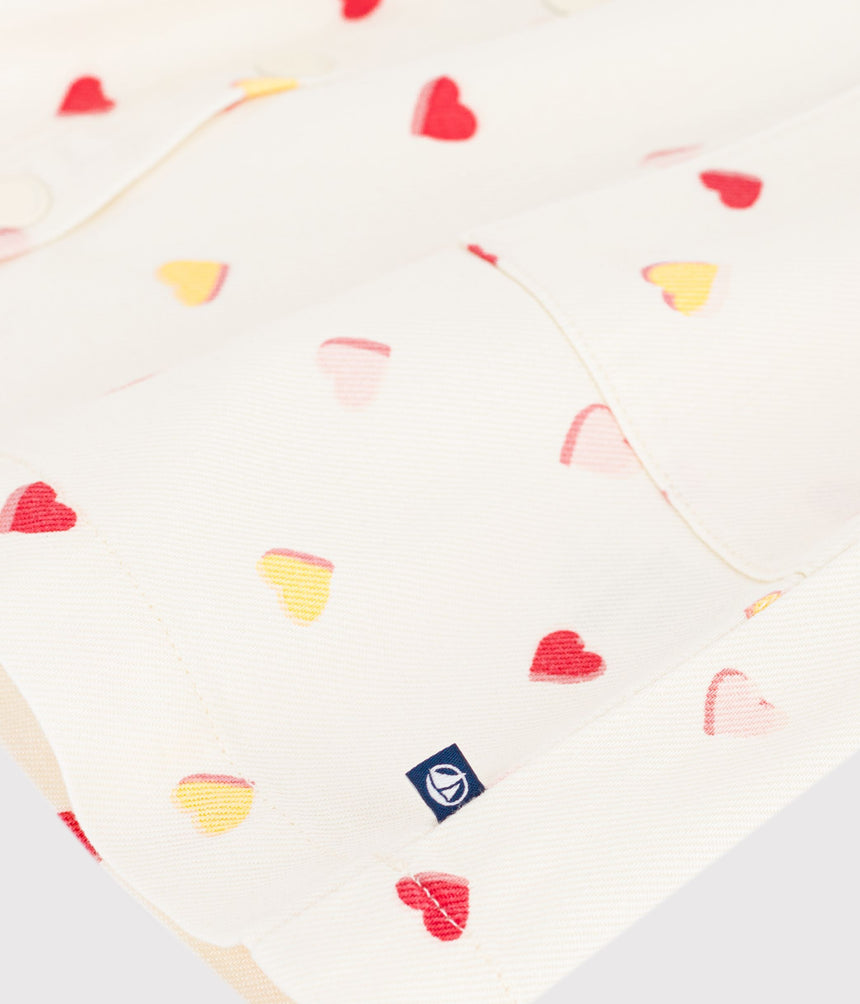 CHILDREN'S SHORT-SLEEVED COTTON DRESS PRINTED WITH HEARTS