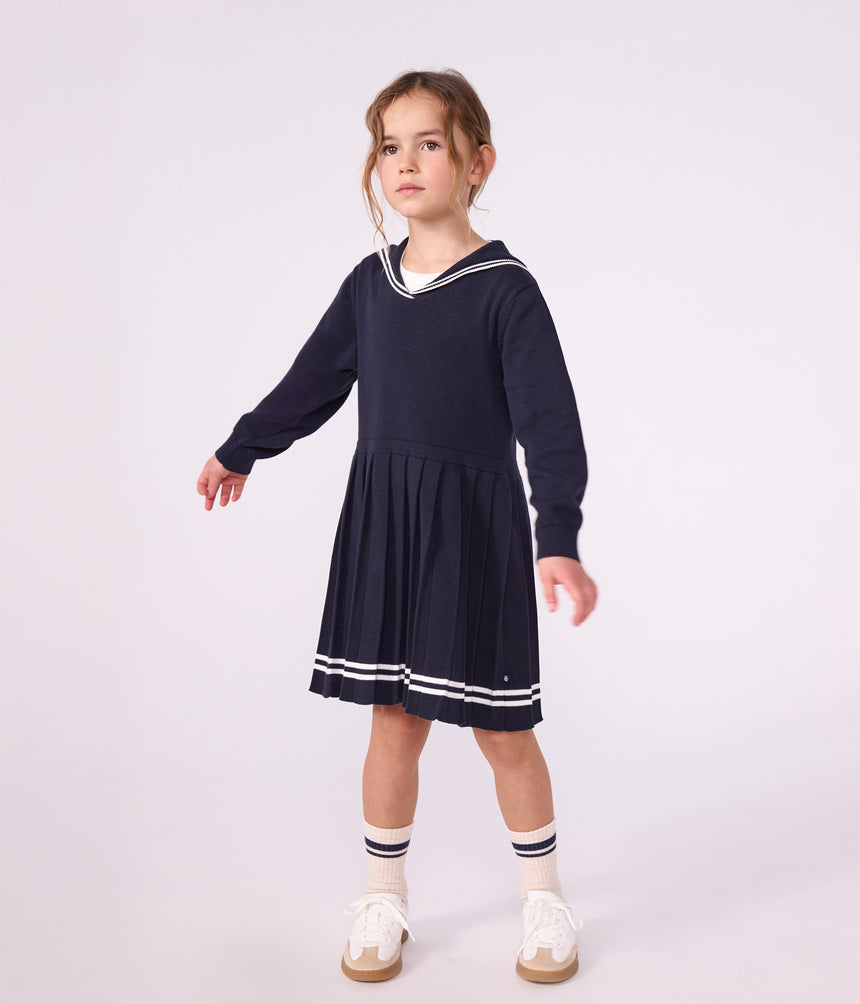 CHILDREN'S LONG-SLEEVED PLAIN COTTON DRESS