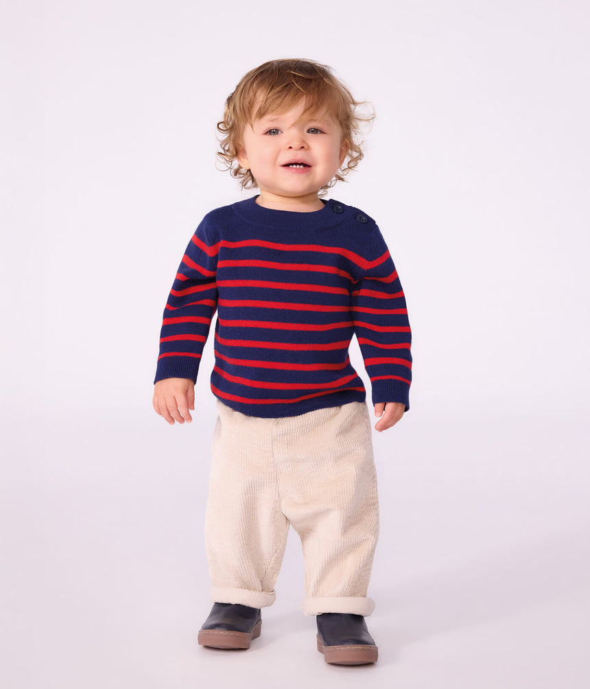 BABY SAILOR SWEATER IN WOOL AND COTTON
