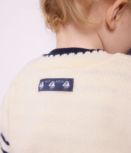 BABIES' SLEEVELESS WOOL AND COTTON KNIT JUMPER