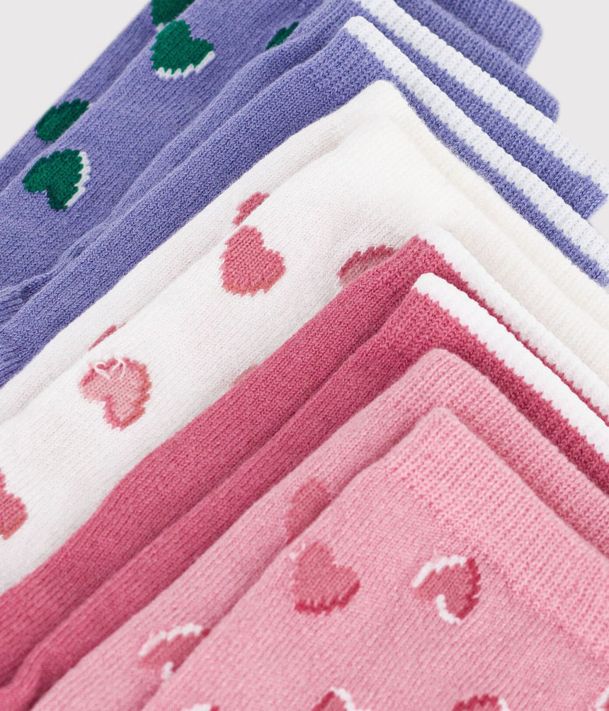 5 PAIRS OF BABIES' COTTON SOCKS WITH A HEART PRINT
