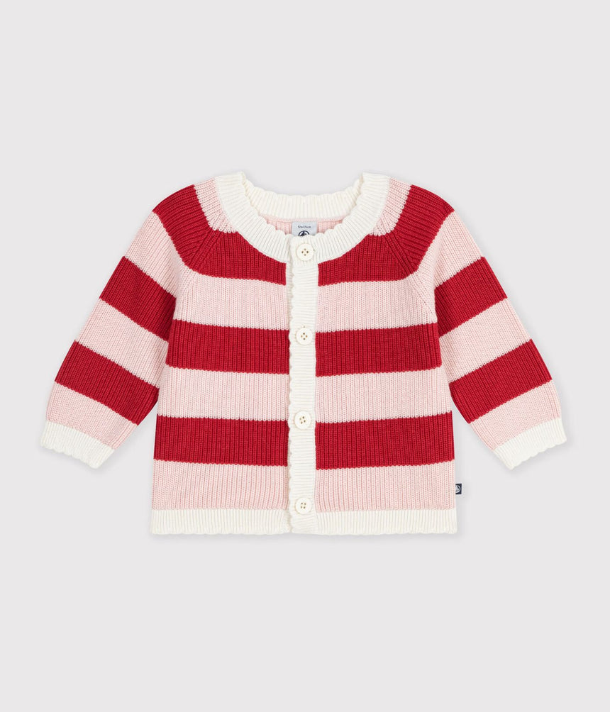 BABIES' CARDIGAN IN STRIPY COTTON