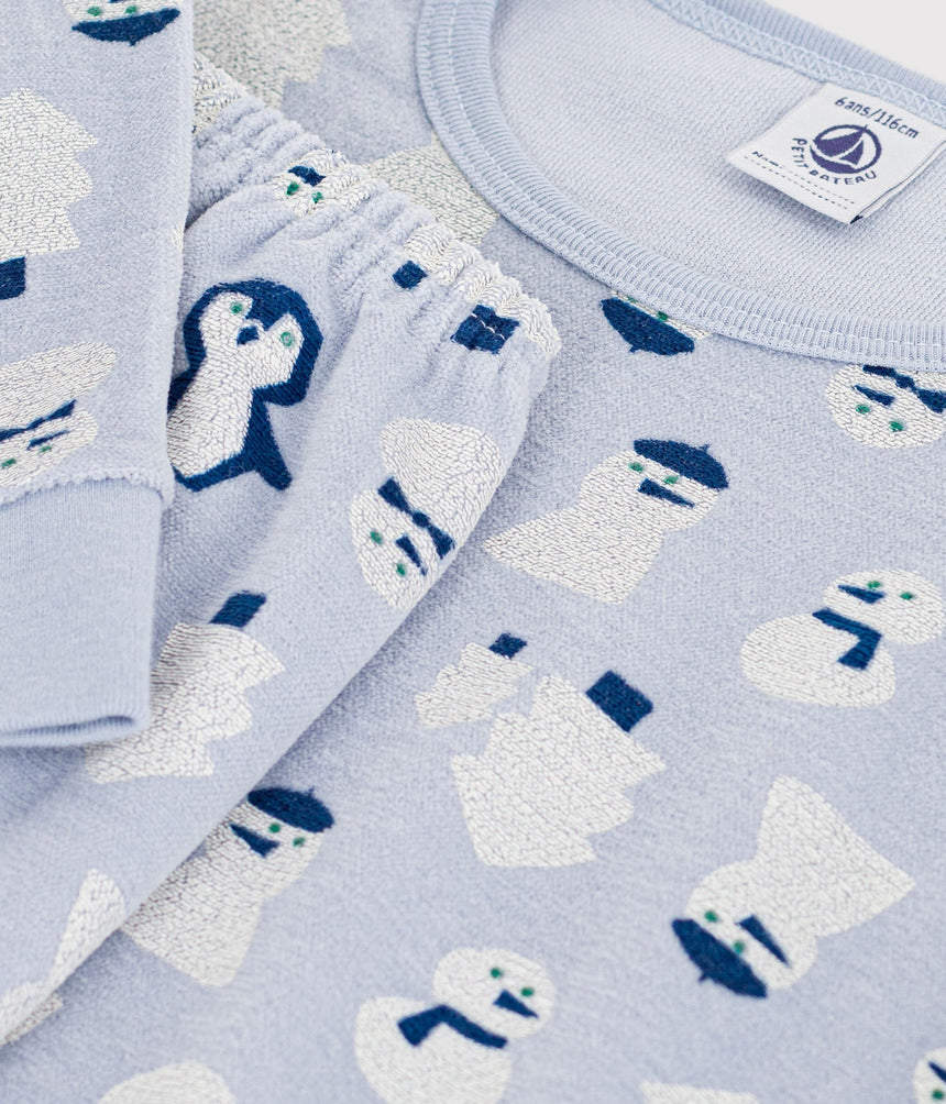 CHILDREN'S SNOWMAN-PRINT VELOUR PYJAMAS