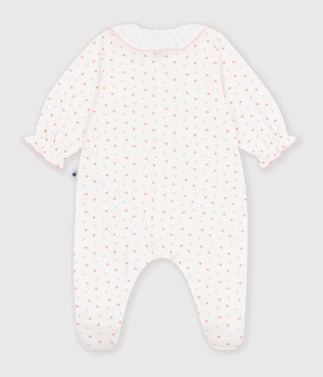 BABIES' HEART PRINT TUBE KNIT PYJAMA SUIT