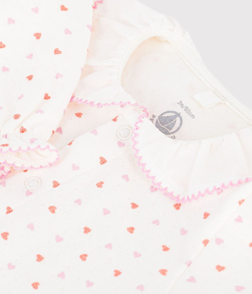 BABIES' HEART PRINT TUBE KNIT PYJAMA SUIT