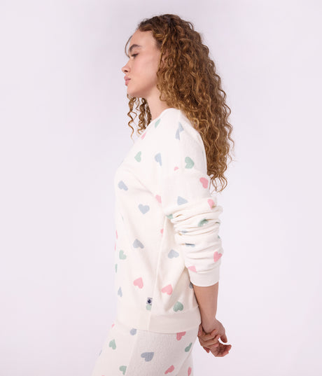 WOMEN'S COTTON TERRY PYJAMAS PRINTED WITH HEARTS