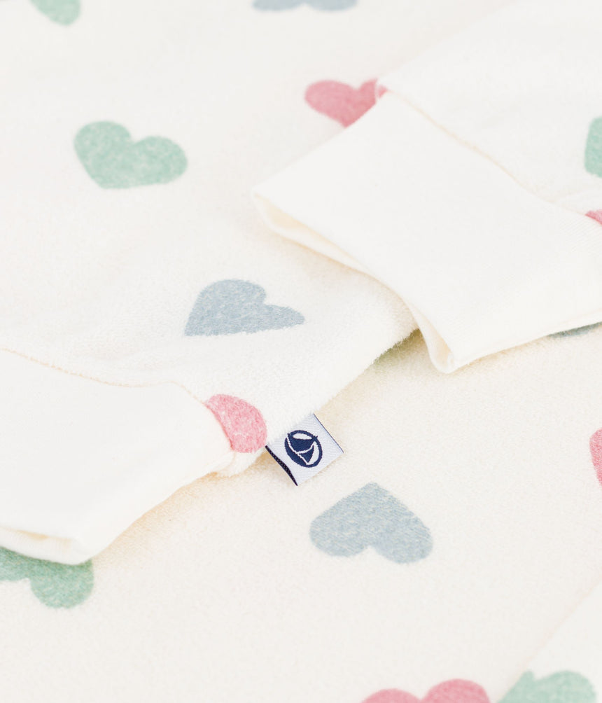 WOMEN'S COTTON TERRY PYJAMAS PRINTED WITH HEARTS