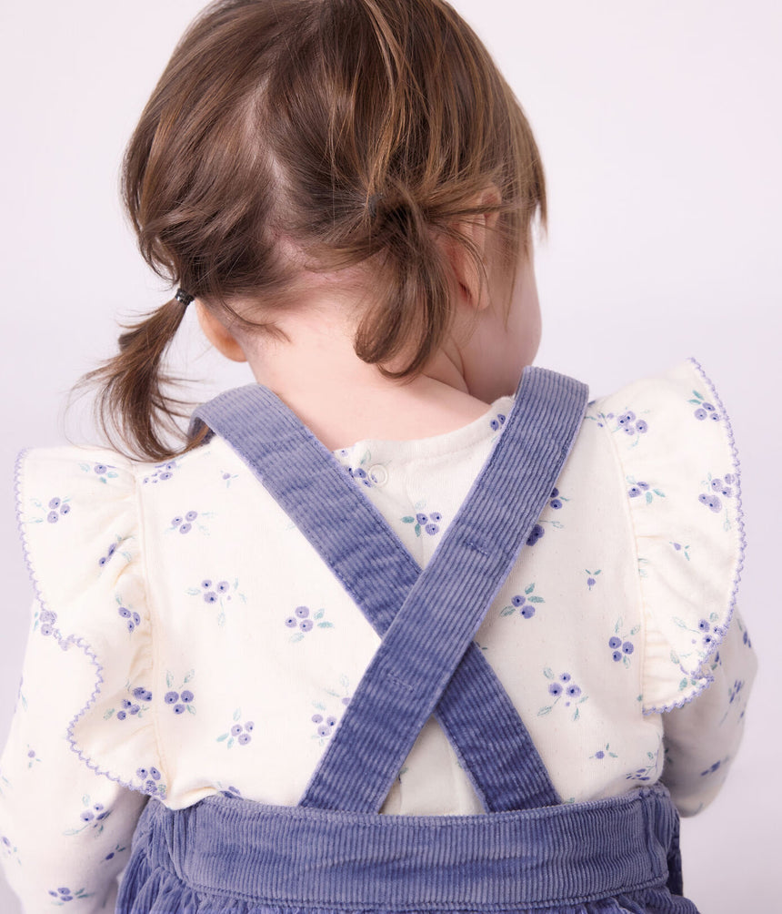 BABIES' LONG-SLEEVED PLAIN CORDUROY DRESS