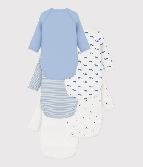 PACK OF LONG-SLEEVED PRINTED COTTON WRAPOVER BODIES FOR BABIES
