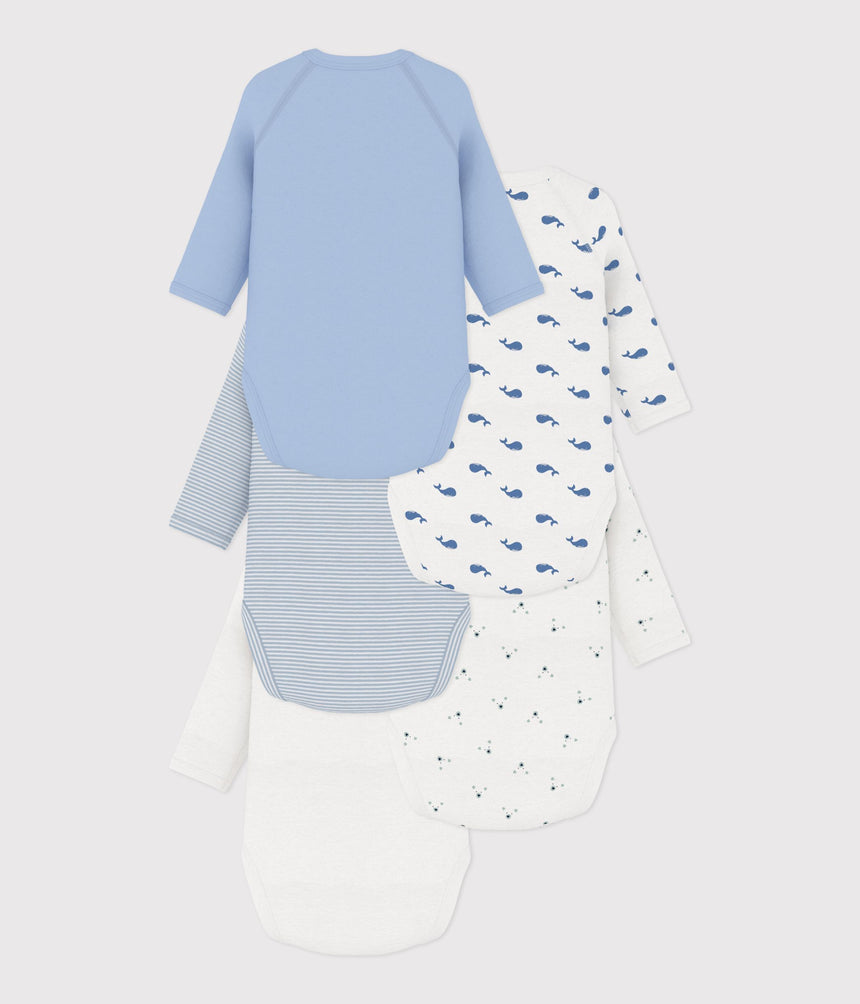 PACK OF LONG-SLEEVED PRINTED COTTON WRAPOVER BODIES FOR BABIES