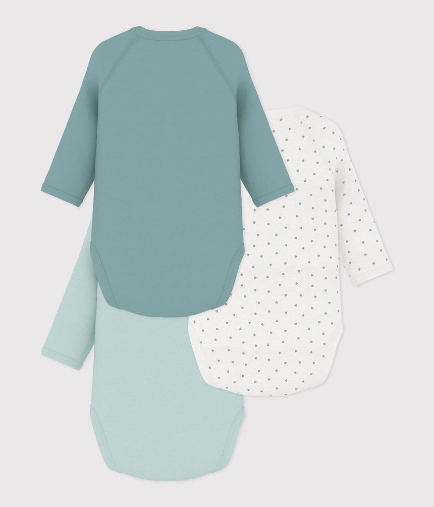 PACK OF LONG-SLEEVED PRINTED COTTON WRAPOVER BODIES FOR BABIES