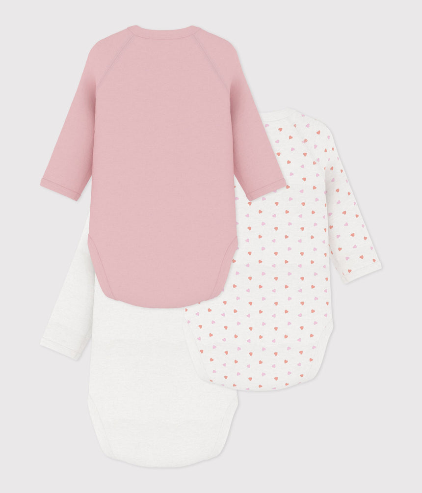 PACK OF BABIES' LONG-SLEEVED PRINTED COTTON WRAPOVER BODIES