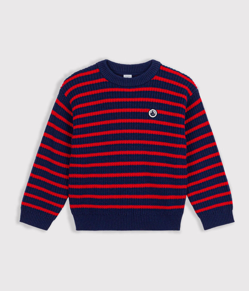 CHILDREN'S STRIPY JUMPER IN WOOL AND COTTON