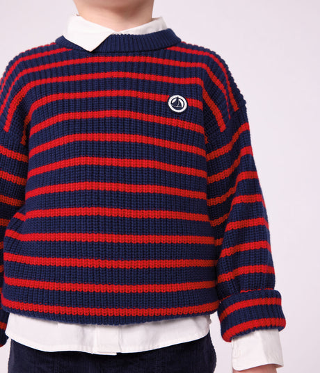 CHILDREN'S STRIPY JUMPER IN WOOL AND COTTON