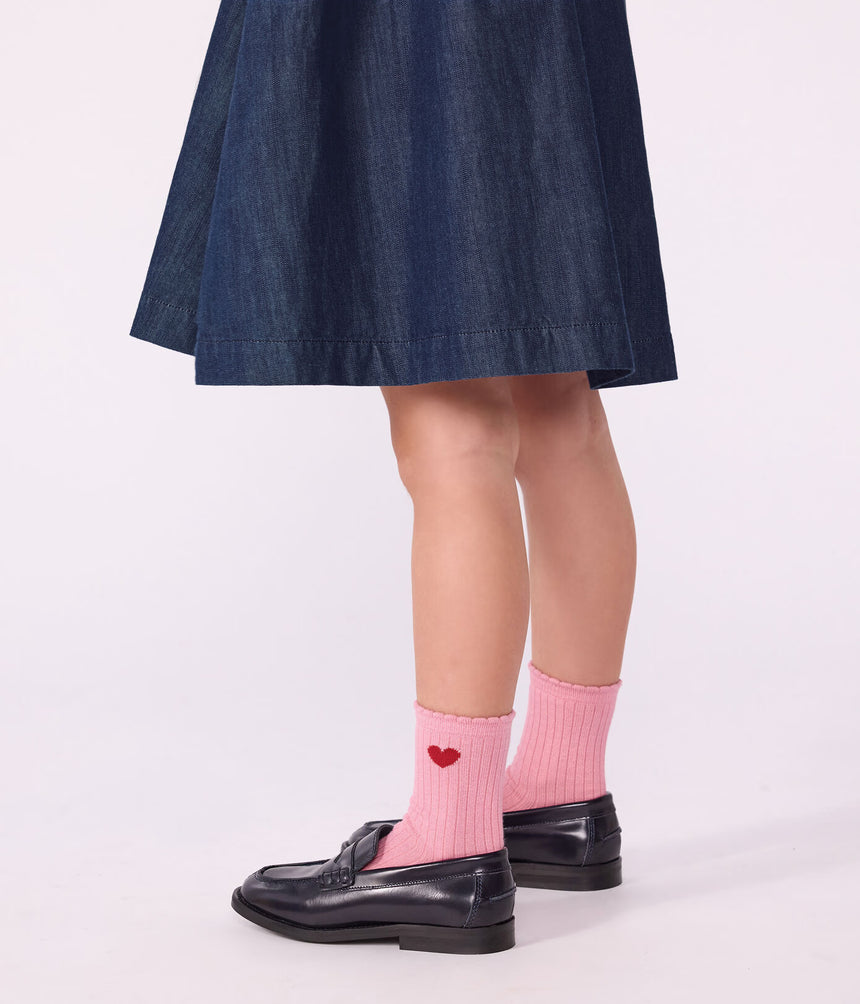 3 PAIRS OF BABIES' HEART-PATTERN COTTON SOCKS