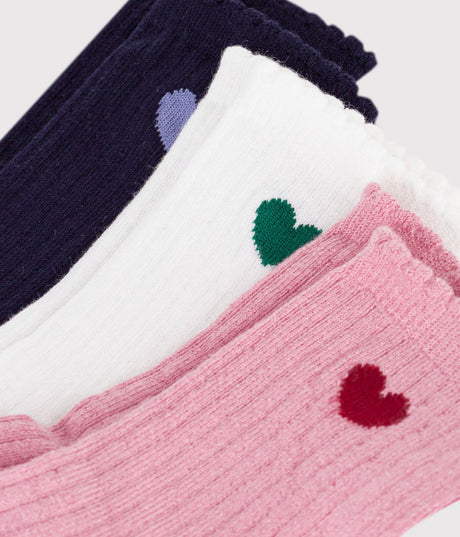 3 PAIRS OF BABIES' HEART-PATTERN COTTON SOCKS